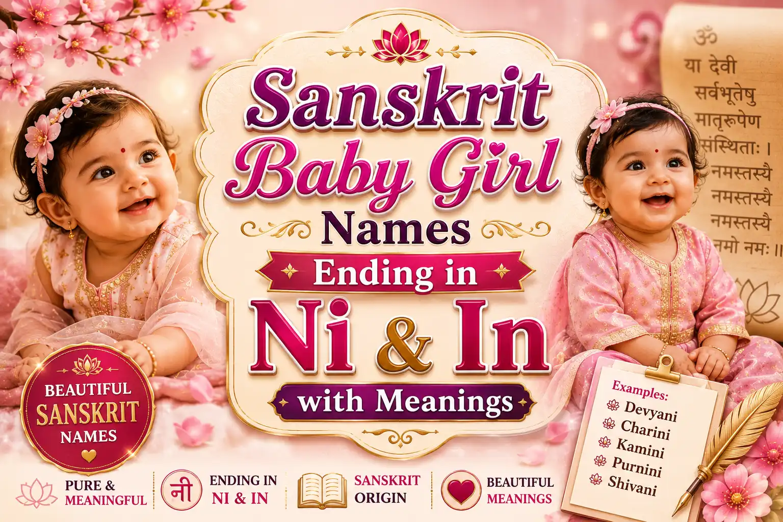 Beautiful Sanskrit Baby Girl Names Ending in Ni or In with Meanings