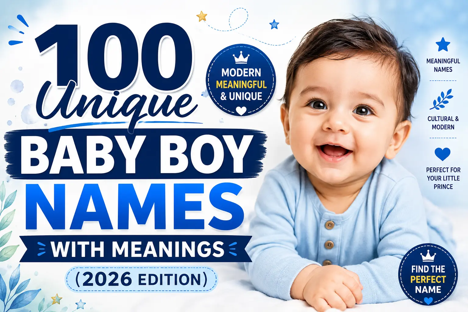 100 Unique Baby Boy Names With Meanings (2026 Edition)